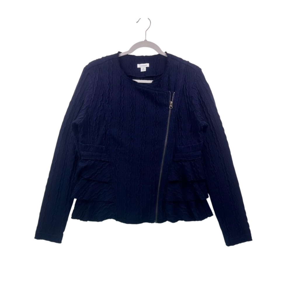 Sundance Navy Textured Ruffle Jacket – Size M – Excellent Condition - Picture 12 of 16